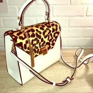 Dune London leopard print purse with tassel.
